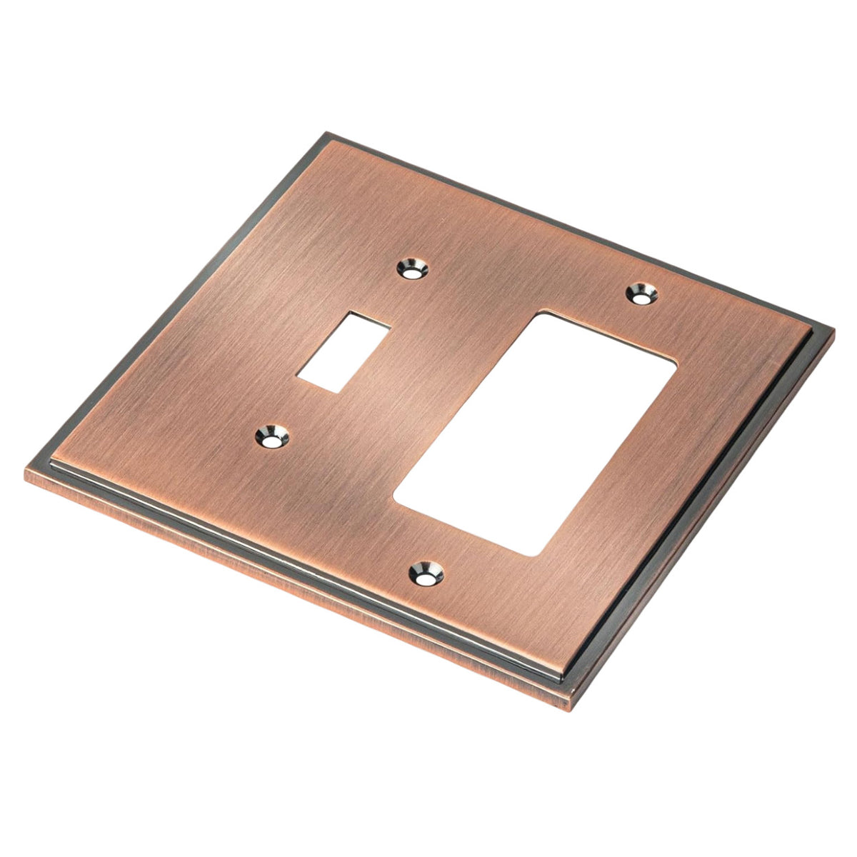 Harmon Antique Copper Single Toggle / Single Decora Soft Modern Switchplate Cover