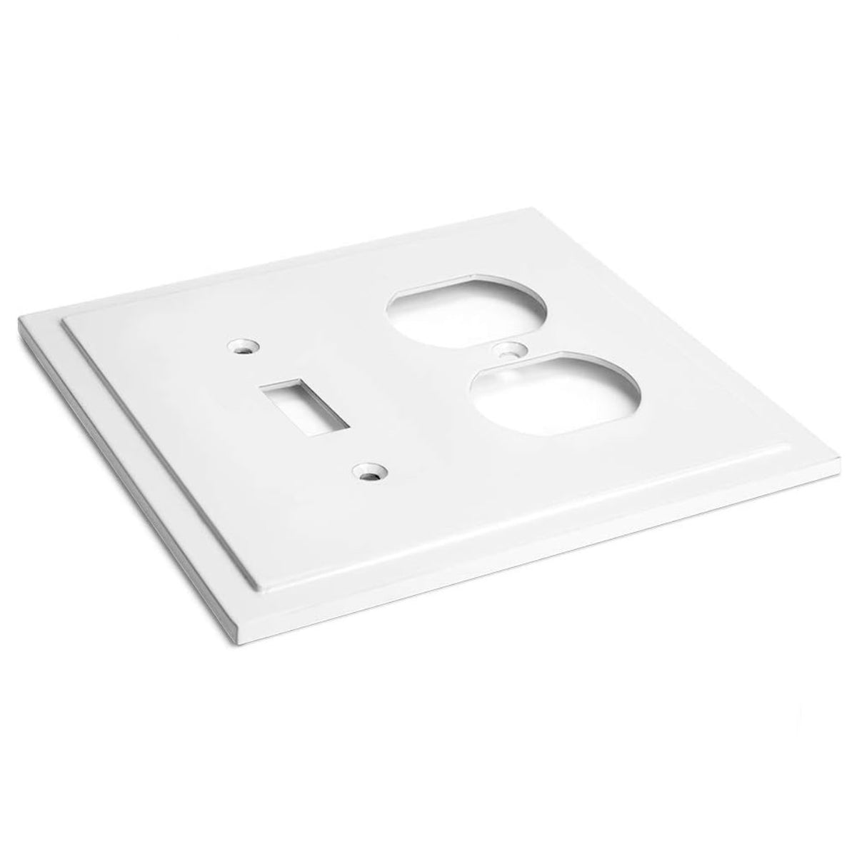 Harmon White Single Toggle / Single Duplex Modern Edge Switchplate Cover