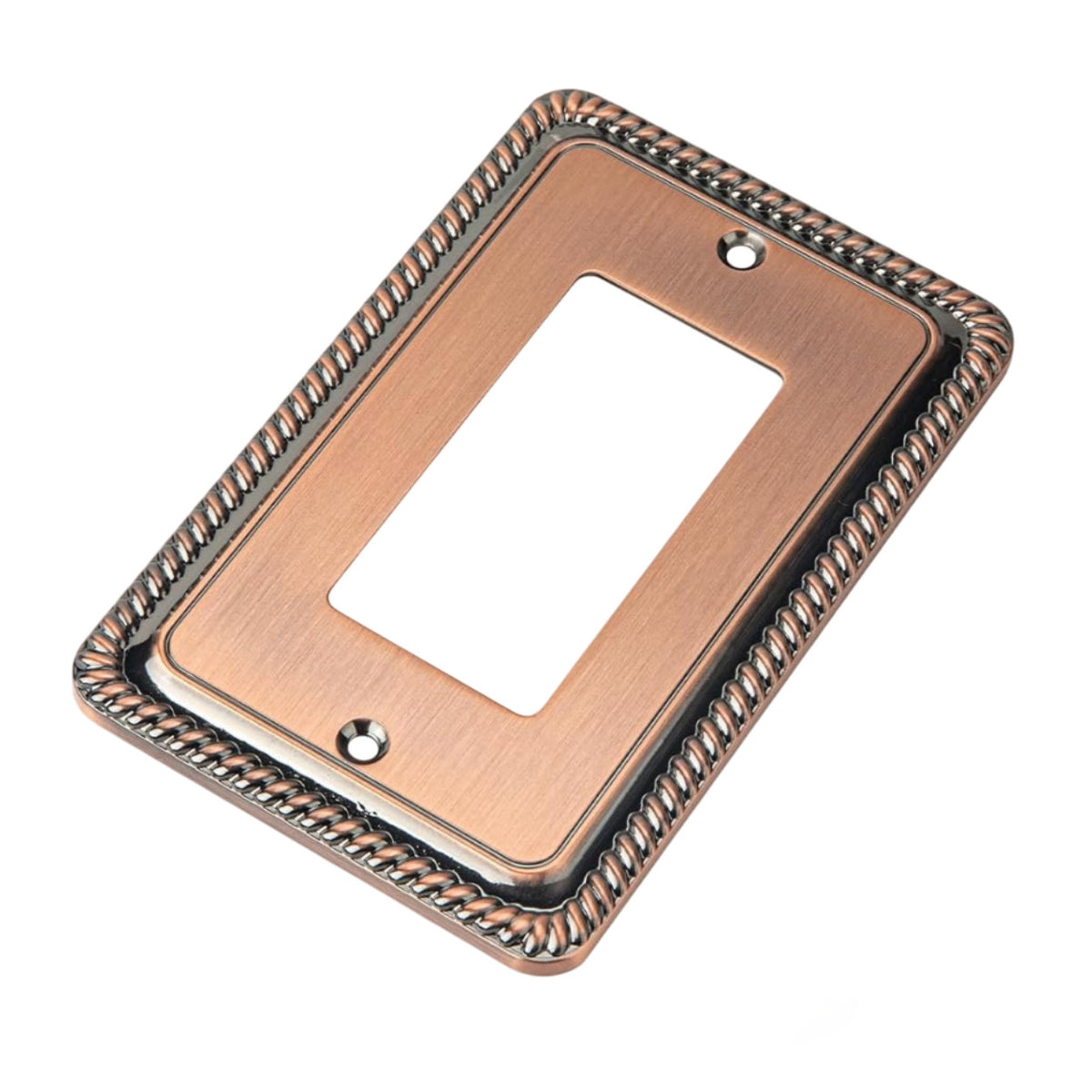 Harmon Antique Copper Single Decora Rope Edge Switchplate Cover