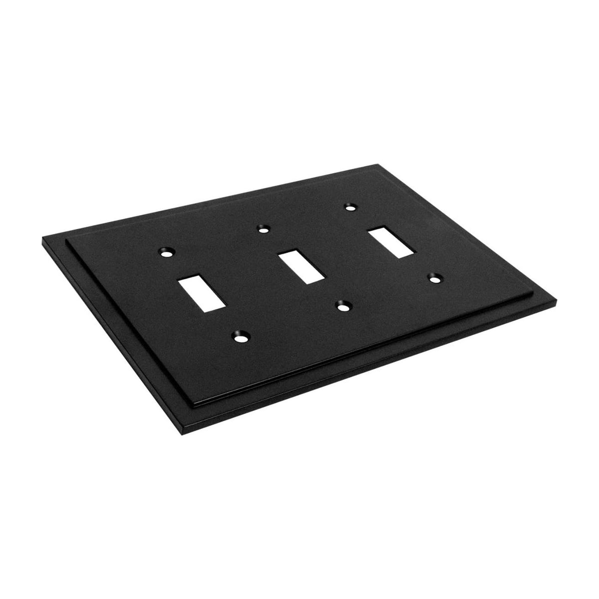 Harmon Matte Black Triple Toggle Modern Edge Switchplate Cover