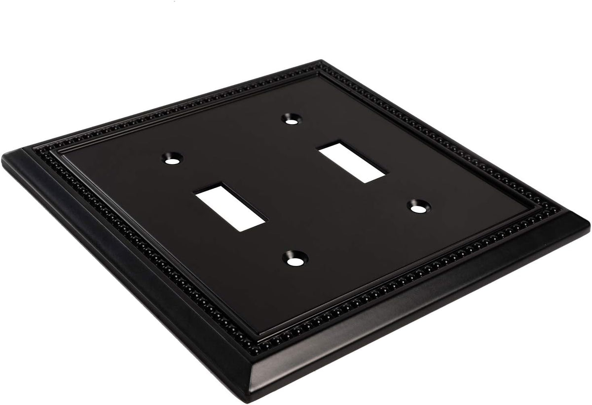Harmon Matte Black Double Toggle Decorative Switchplate Cover