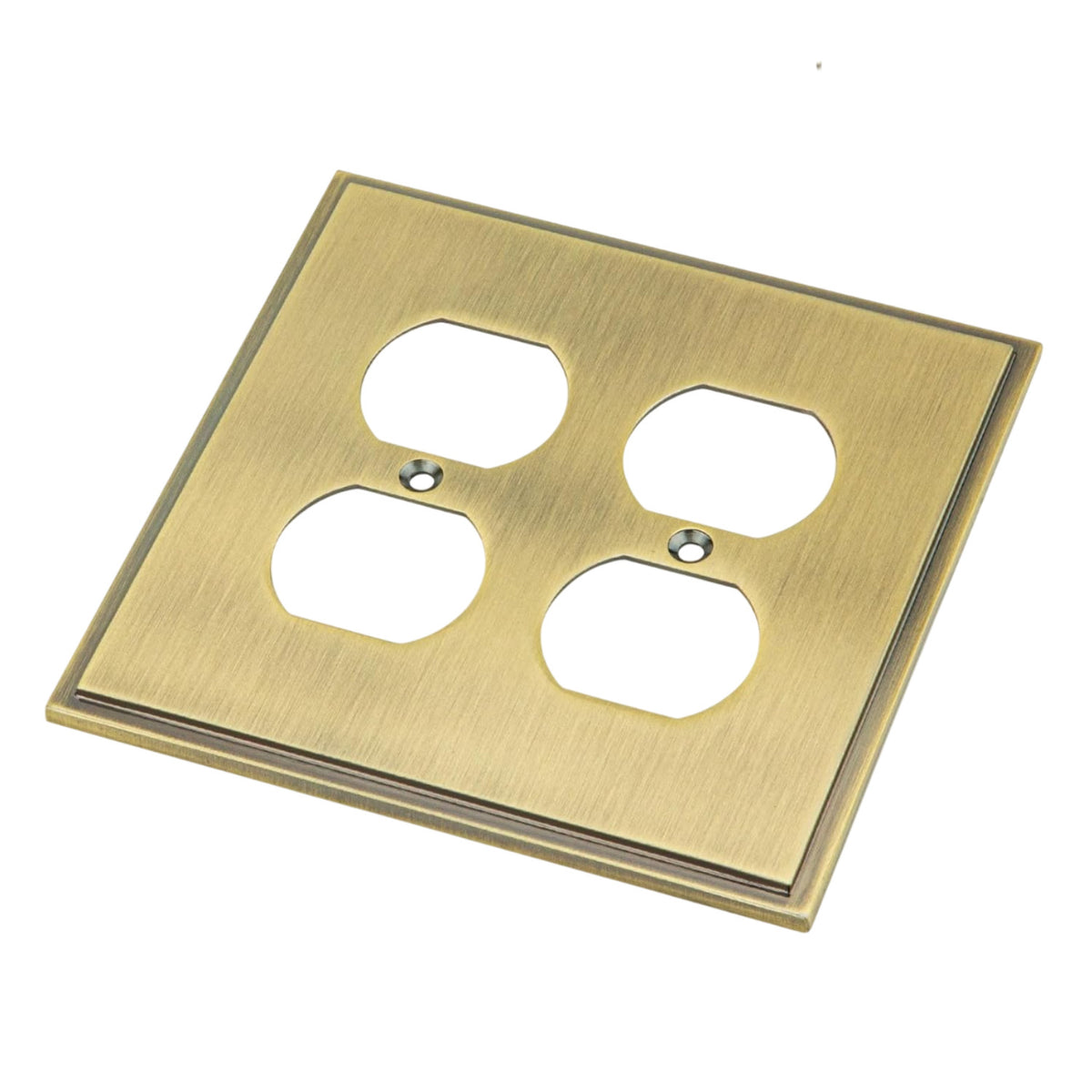 Harmon Antique Brass Double Duplex Soft Modern Outlet Cover