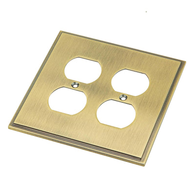 Harmon Antique Brass Double Duplex Soft Modern Outlet Cover