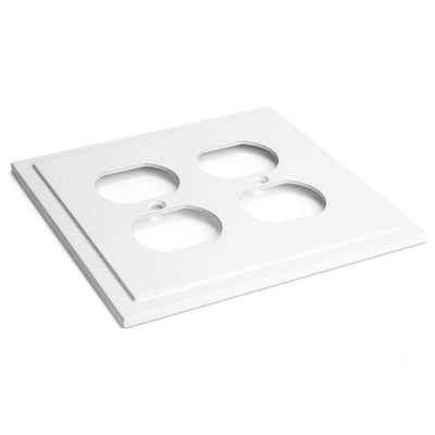 Harmon White Double Duplex Modern Edge Outlet Cover