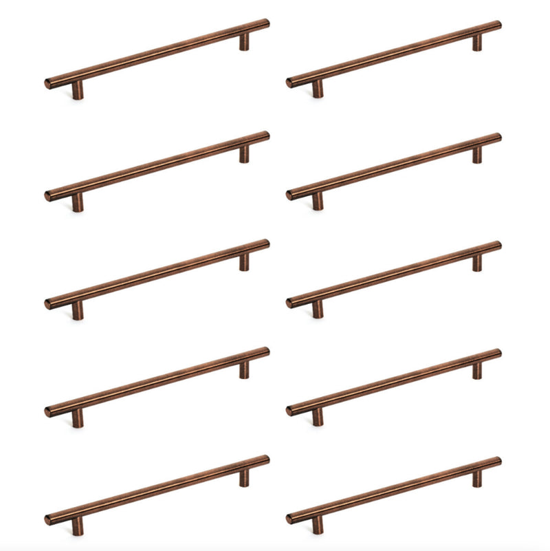 Diversa Dark Antique Copper Euro Style 7-1/2&quot; (192mm) Cabinet Bar Pull - 10 PACK