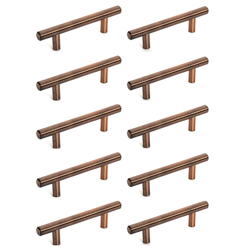 Diversa Dark Antique Copper Euro Style 3&quot; (76mm) Cabinet Bar Pull - 10 PACK