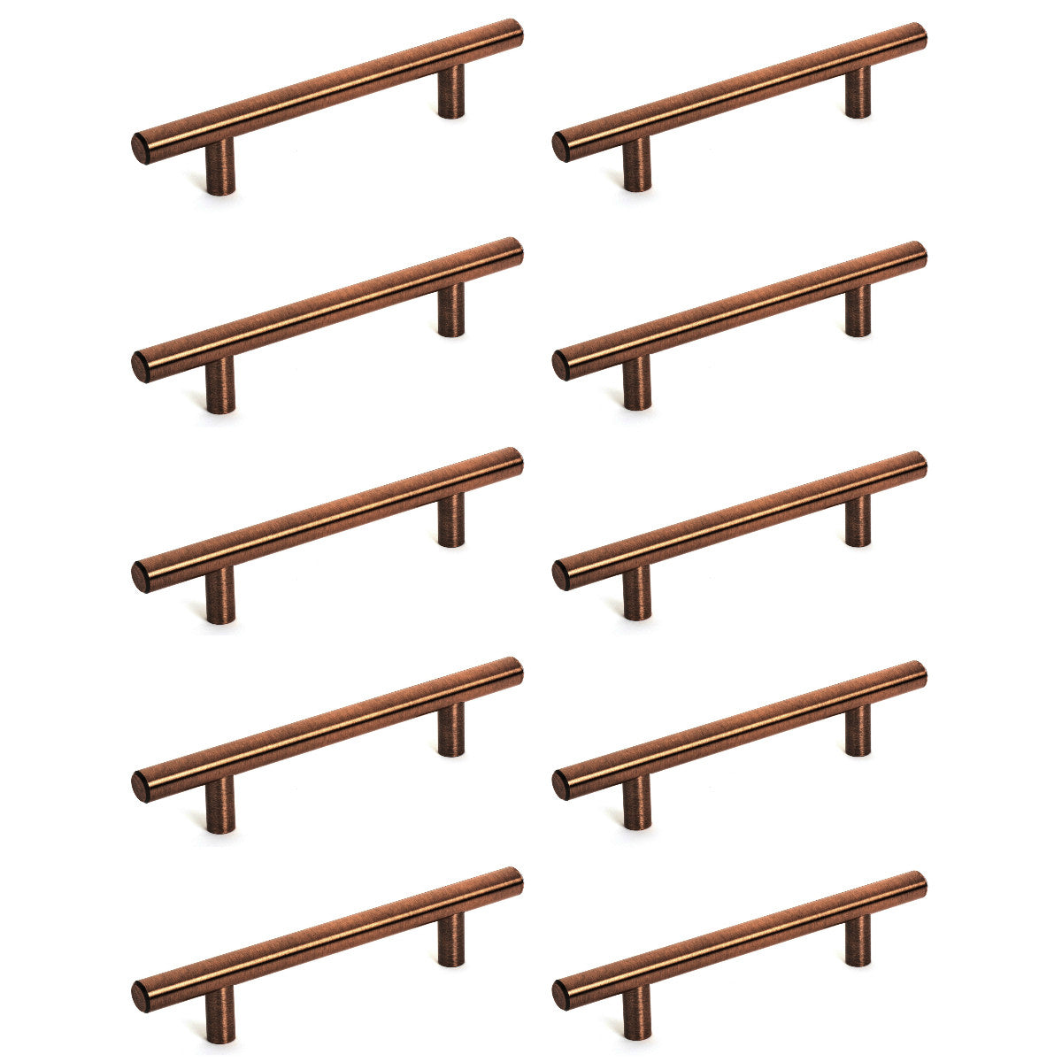 Diversa Dark Antique Copper Euro Style 3-3/4&quot; (96mm) Cabinet Bar Pull - 10 PACK