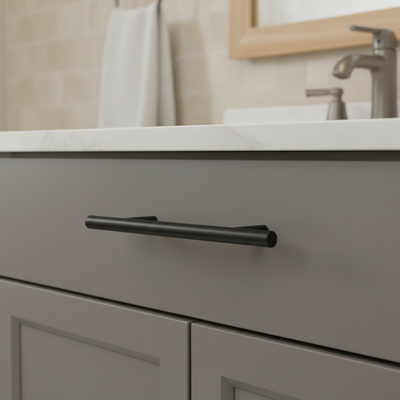 Cosmas 404-030FB Flat Black Slim Line Euro Style Bar Pull