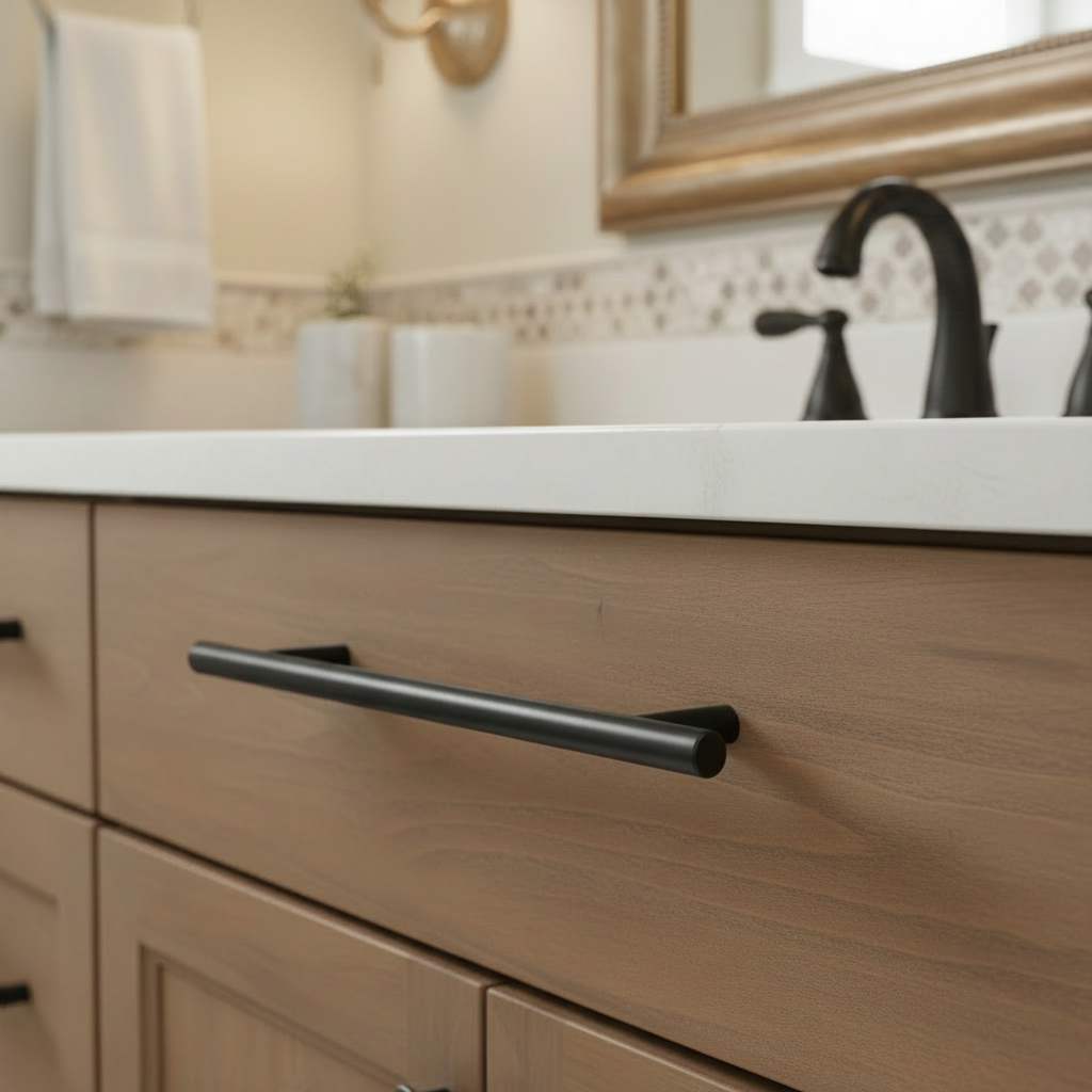 Cosmas 404-128FB Flat Black Slim Line Euro Style Bar Pull