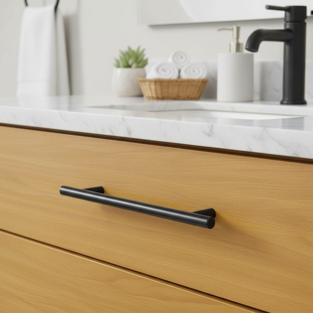 Cosmas 404-160FB Flat Black Slim Line Euro Style Bar Pull