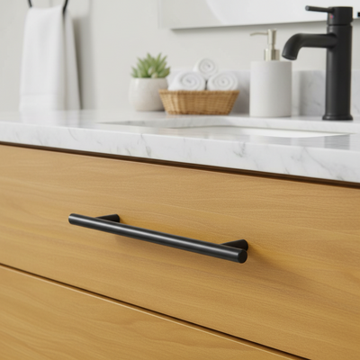 Cosmas 404-160FB Flat Black Slim Line Euro Style Bar Pull