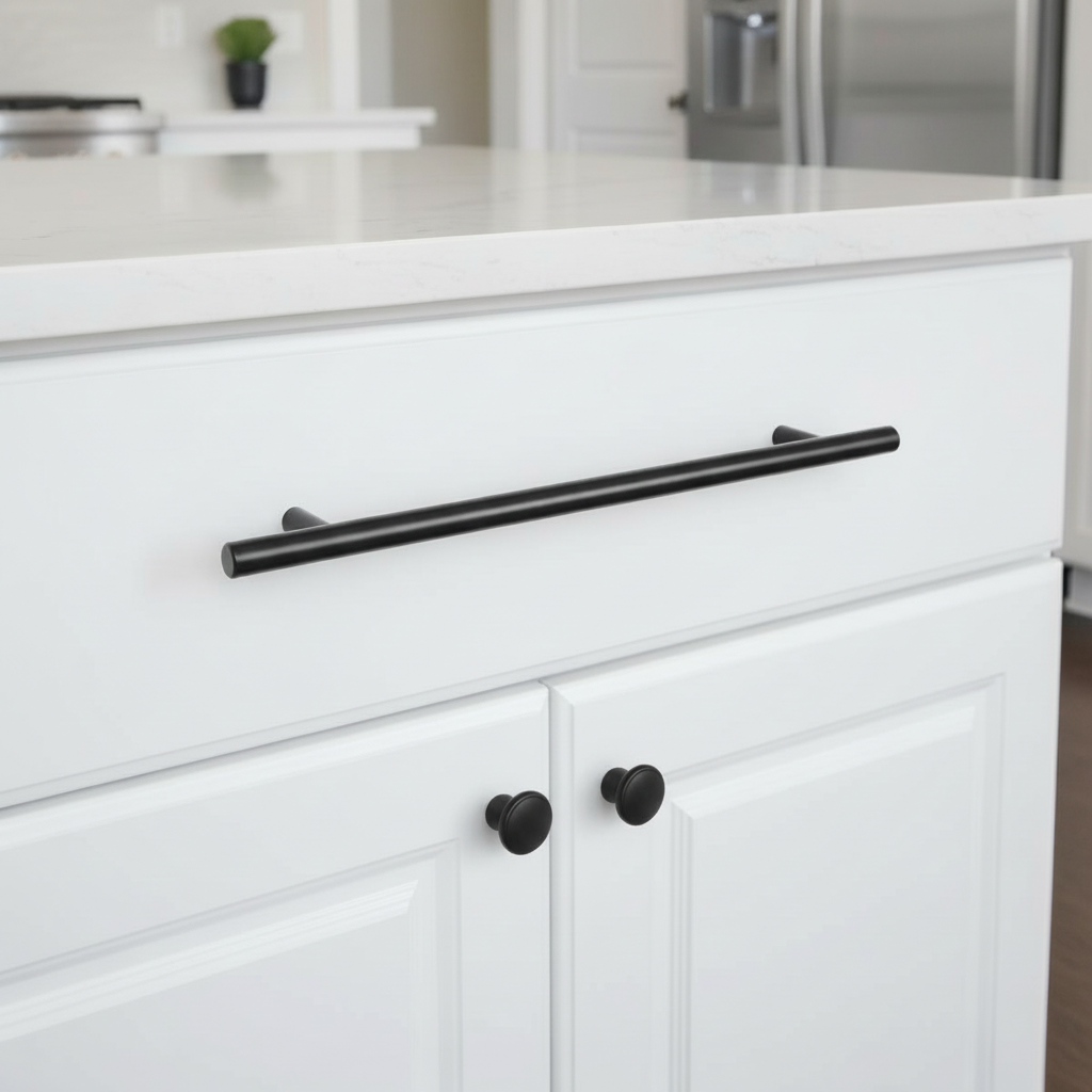 Cosmas 404-224FB Flat Black Slim Line Euro Style Bar Pull