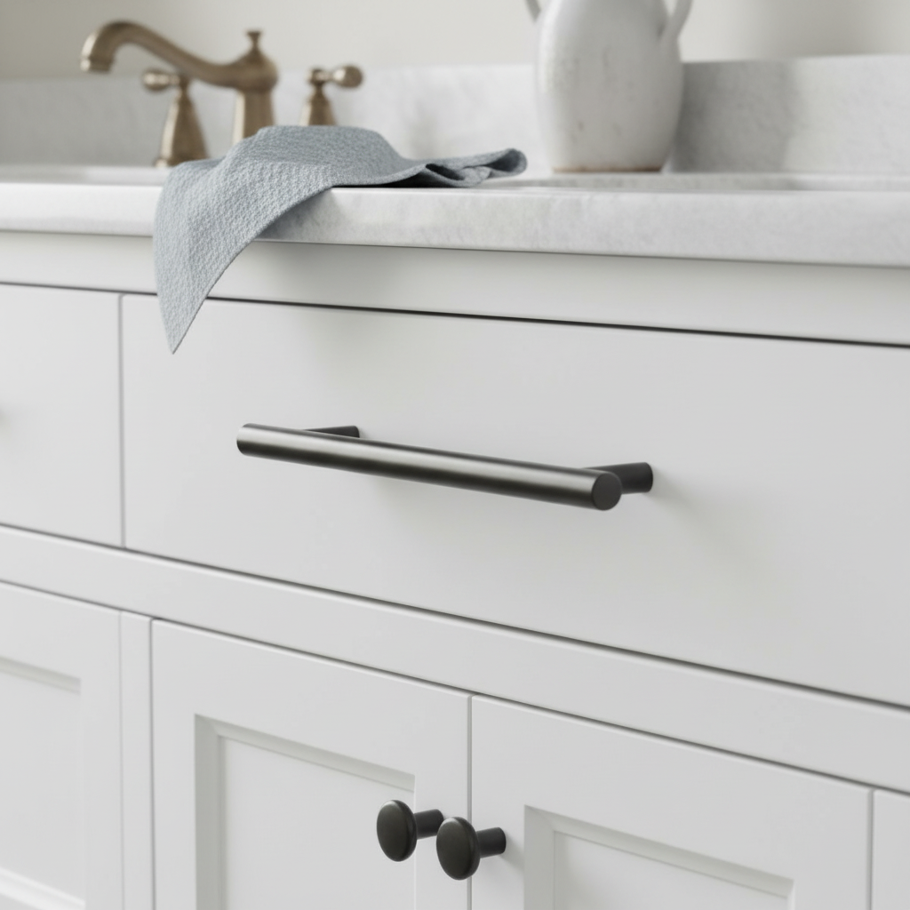 Cosmas 404-3.5FB Flat Black Slim Line Euro Style Bar Pull