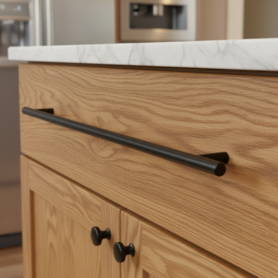Cosmas 404-480FB Flat Black Slim Line Euro Style Bar Pull