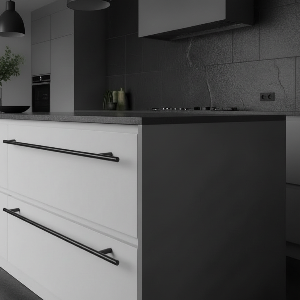 Cosmas 404-673FB Flat Black Slim Line Euro Style Bar Pull