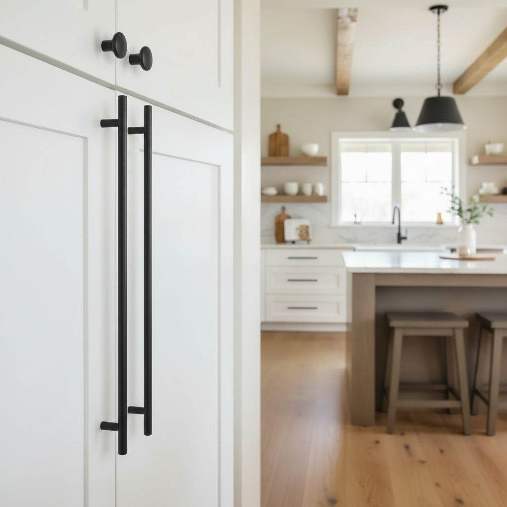 Cosmas 404-673FB Flat Black Slim Line Euro Style Bar Pull