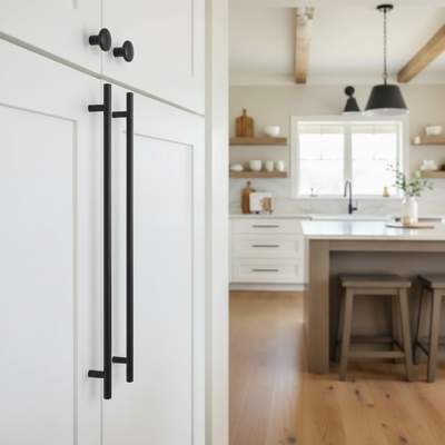 Cosmas 404-673FB Flat Black Slim Line Euro Style Bar Pull