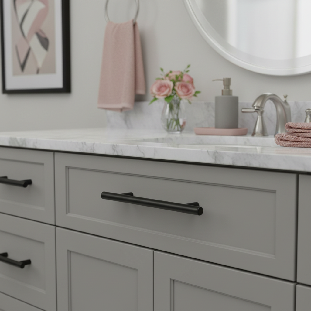 Cosmas 404-96FB Flat Black Slim Line Euro Style Bar Pull