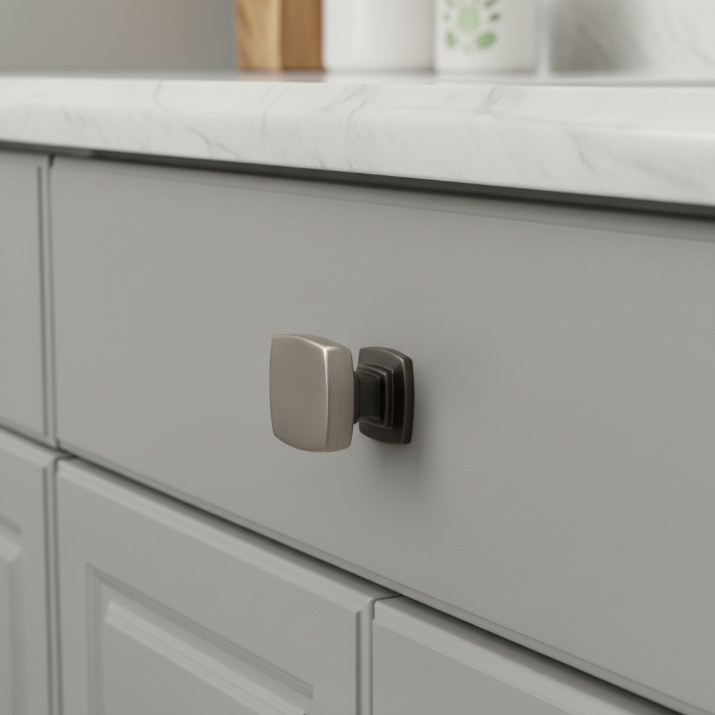 Diversa Brushed Silver Square Solid Cabinet Knob
