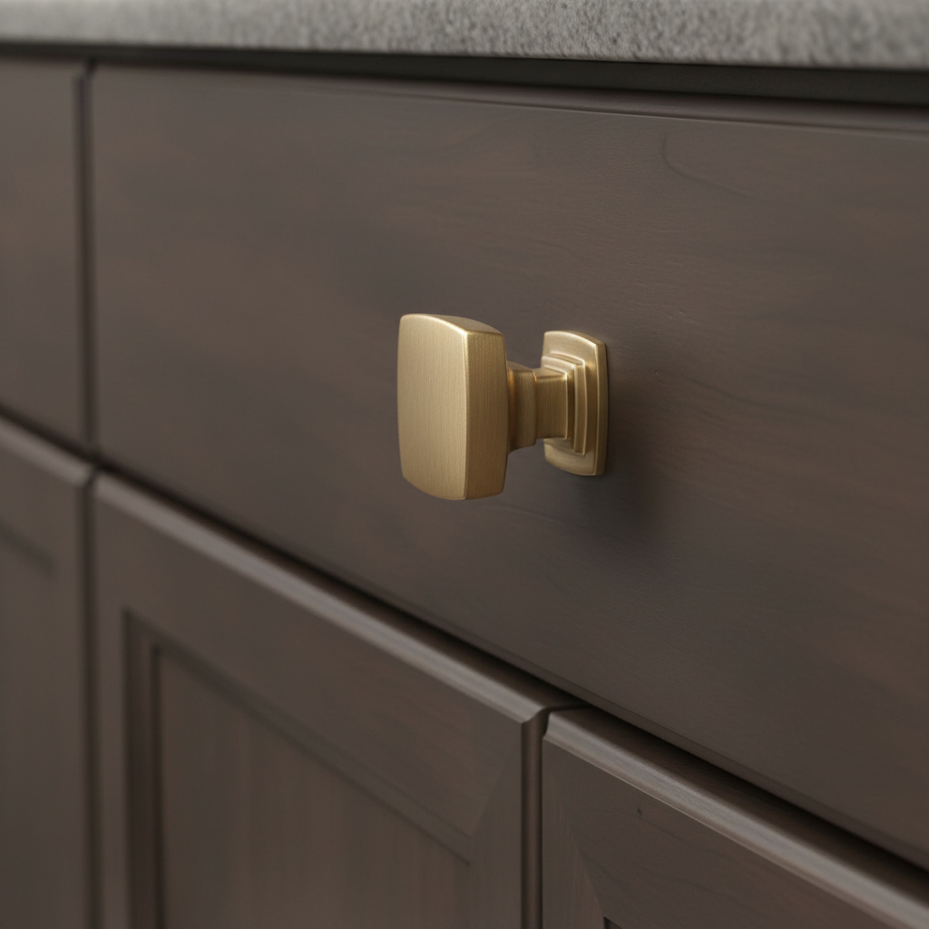 Diversa Gold Champagne Square Solid Cabinet Knob
