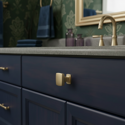 Diversa Gold Champagne Square Solid Cabinet Knob