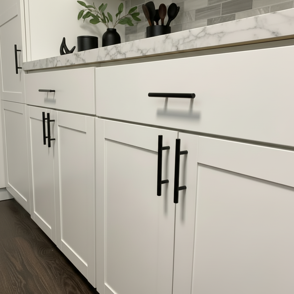 Cosmas 404-4FB Flat Black Slim Line Euro Style Bar Pull