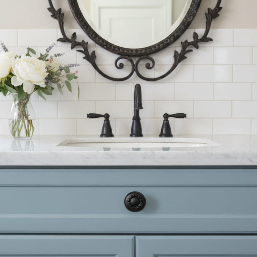 Cosmas 4113FB Flat Black Rope Cabinet Knob