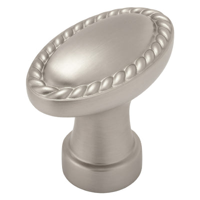 Satin nickel oblong rope cabinet knob