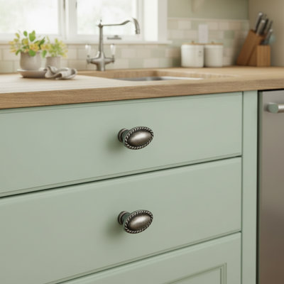Cosmas 4116WN Weathered Nickel Oblong Rope Cabinet Knob