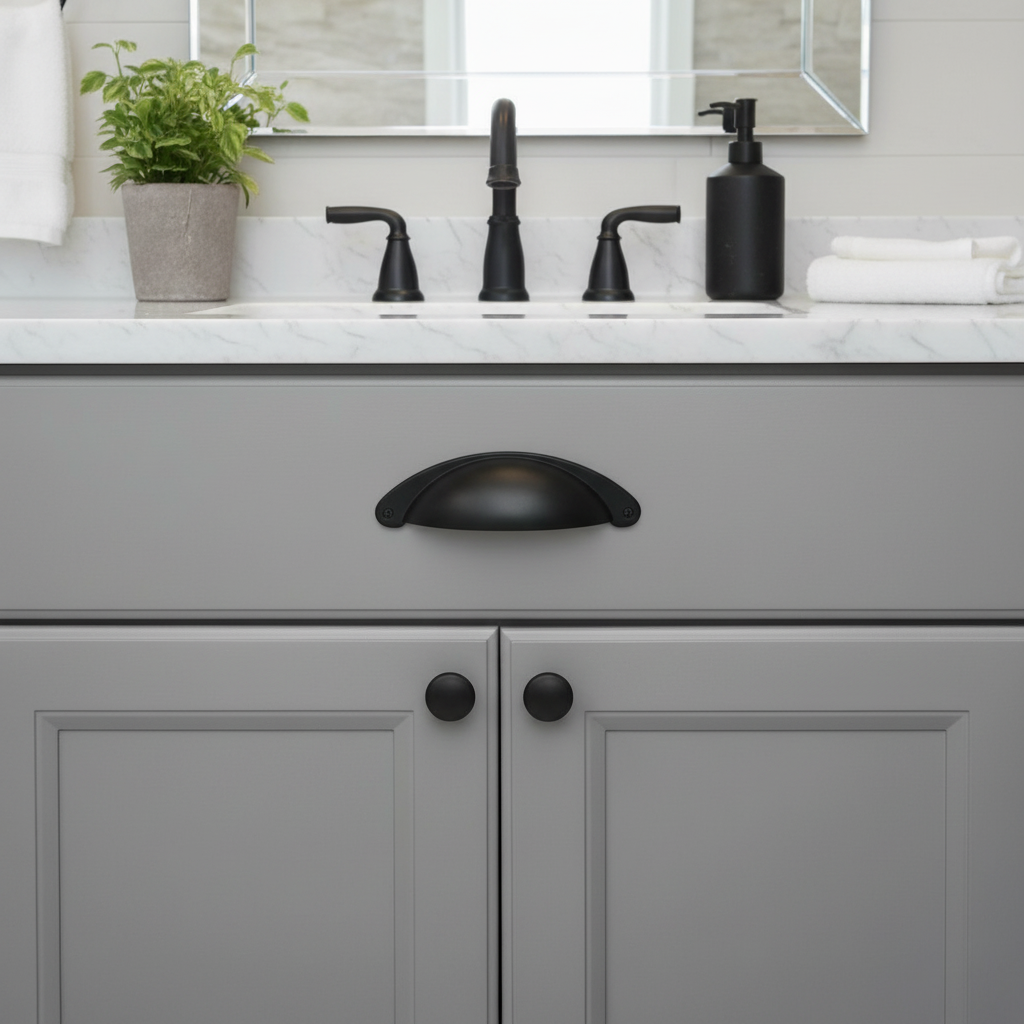 Cosmas 4199FB Flat Black Cabinet Cup Pull