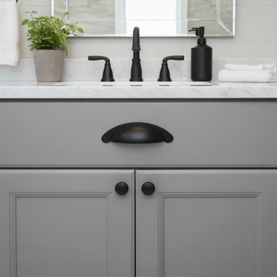 Cosmas 4199FB Flat Black Cabinet Cup Pull