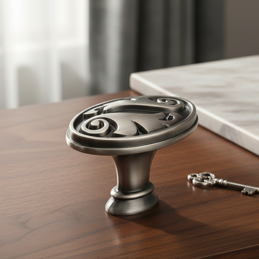 Cosmas 4297AS Antique Silver Floral Cabinet Knob