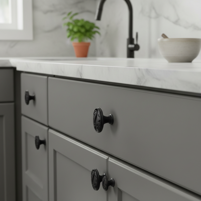 Cosmas 4297FB Flat Black Floral Cabinet Knob