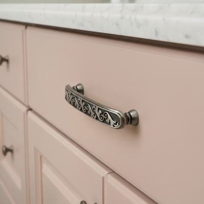Cosmas 4298AS Antique Silver Floral Cabinet Pull
