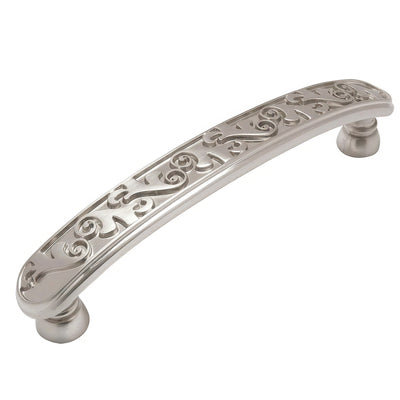Satin nickel floral cabinet pull