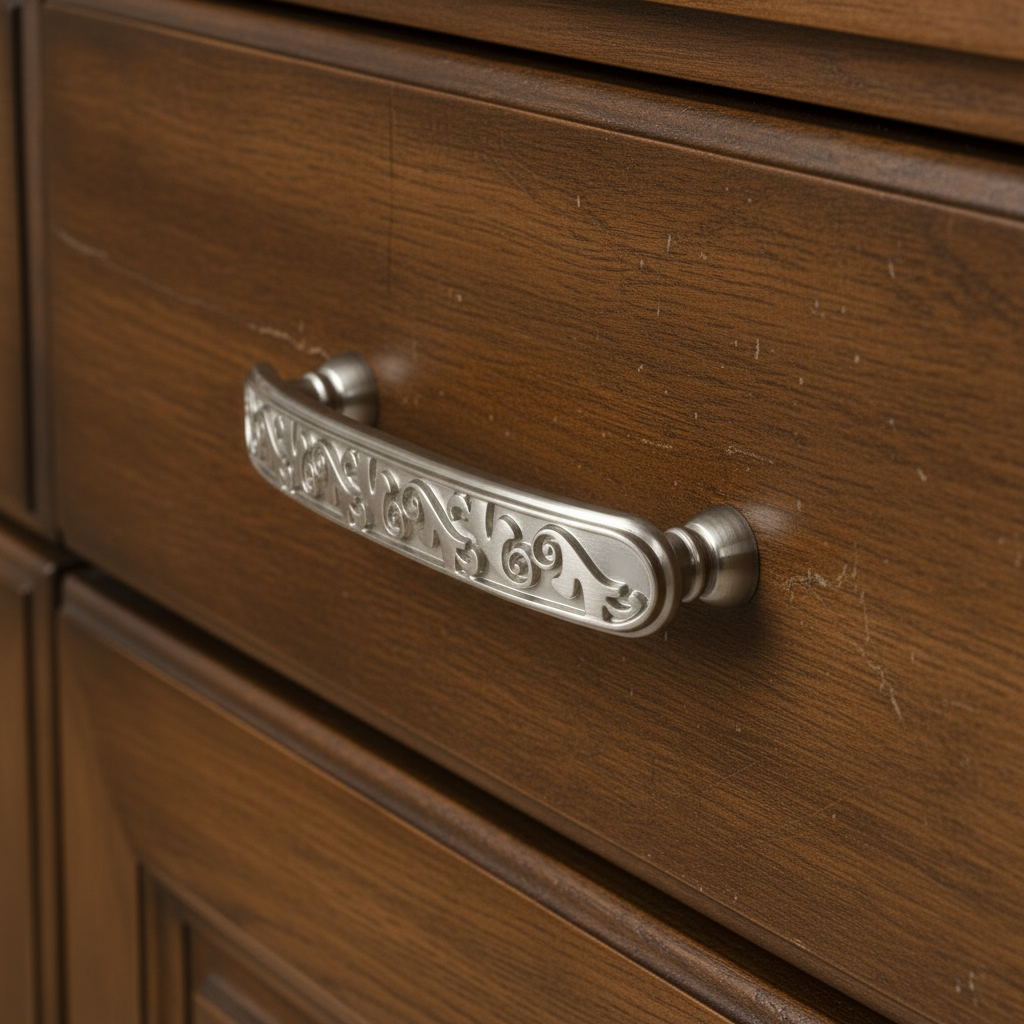 Cosmas 4298SN Satin Nickel Floral Cabinet Pull