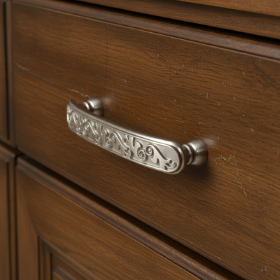 Cosmas 4298SN Satin Nickel Floral Cabinet Pull