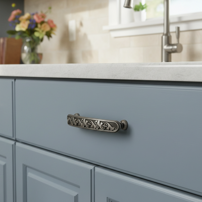 Cosmas 4298WN Weathered Nickel Floral Cabinet Pull