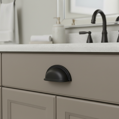 Cosmas 4310FB Flat Black Cabinet Cup Pull