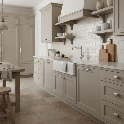 Brushed nickel cabinet knob on a white background