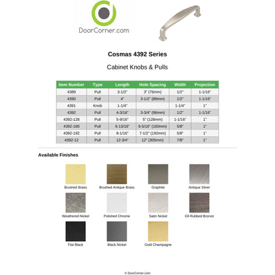 Cosmas 4391SN Satin Nickel Cabinet Knob