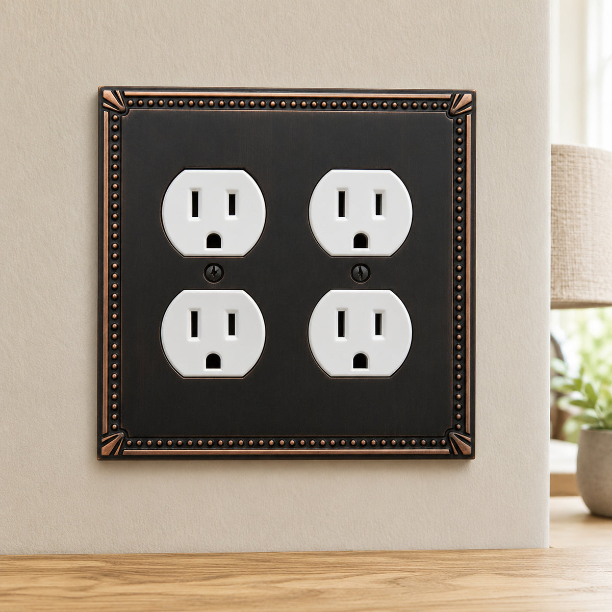 Cosmas 44013-ORB Oil Rubbed Bronze Double Duplex Outlet Wall Plate