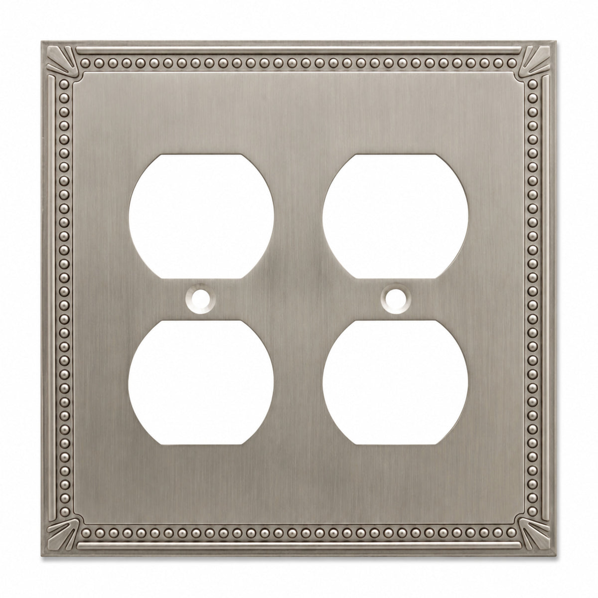 Cosmas 44013-SN Satin Nickel Double Duplex Outlet Wall Plate