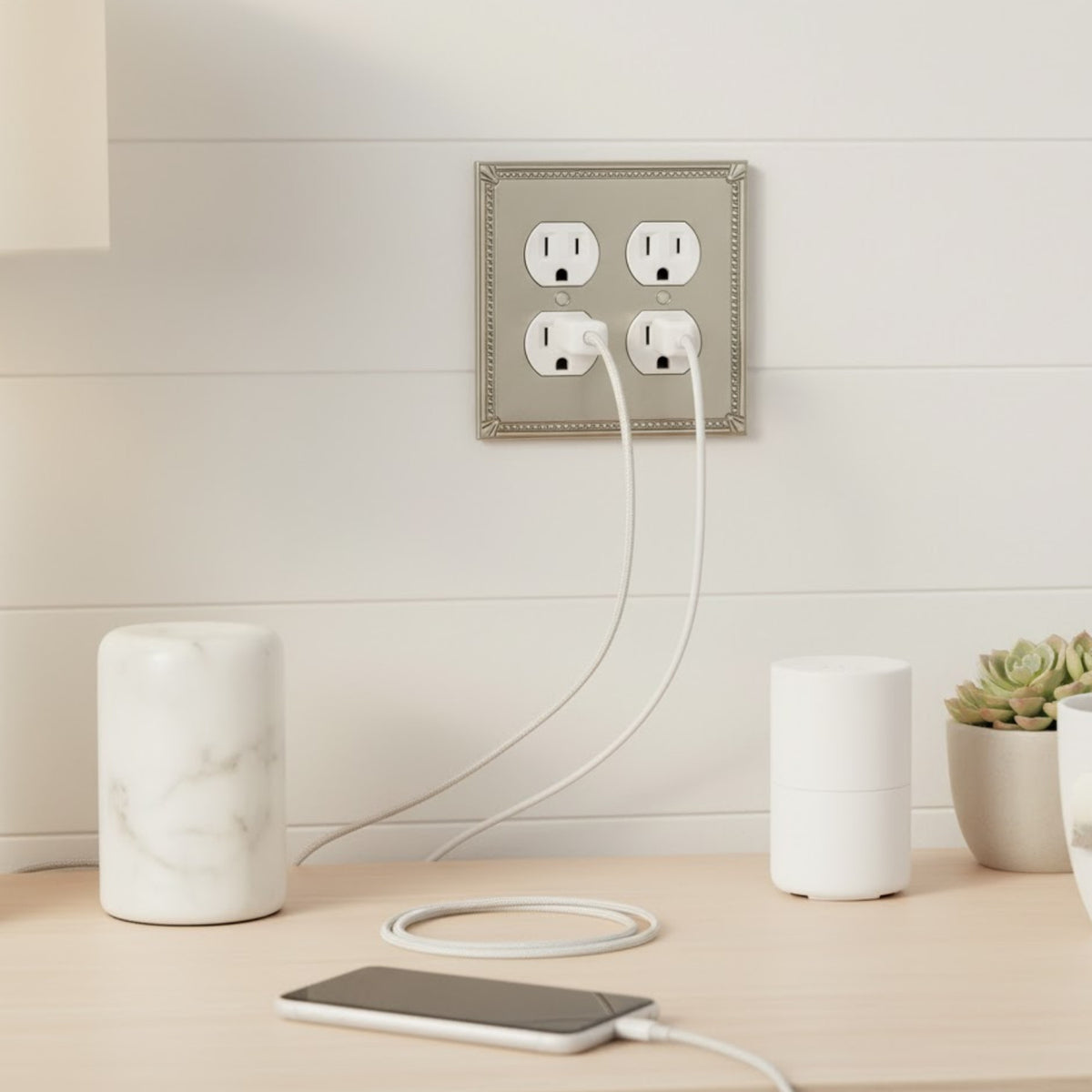 Cosmas 44013-SN Satin Nickel Double Duplex Outlet Wall Plate