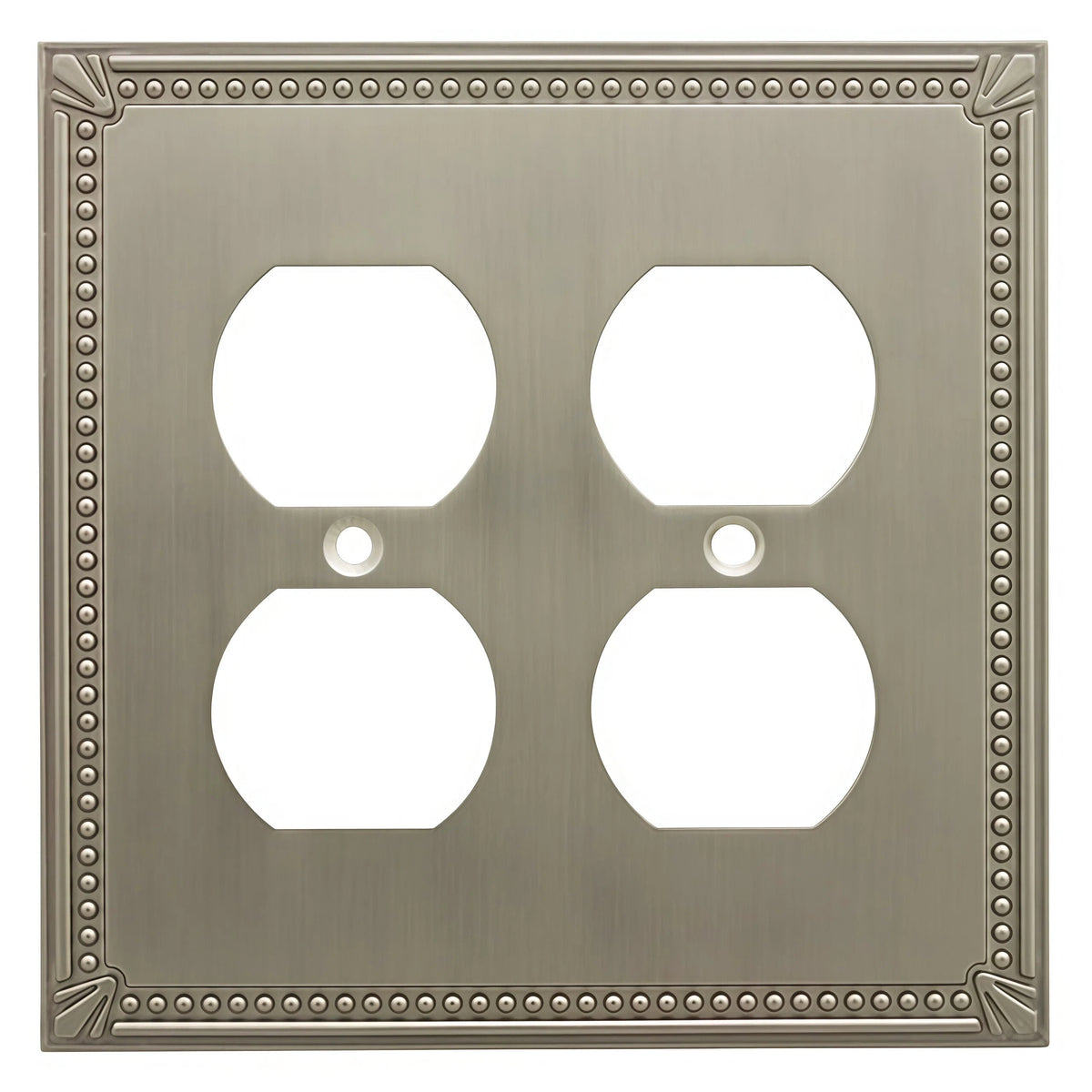 Cosmas 44013-SN Satin Nickel Double Duplex Outlet Wall Plate