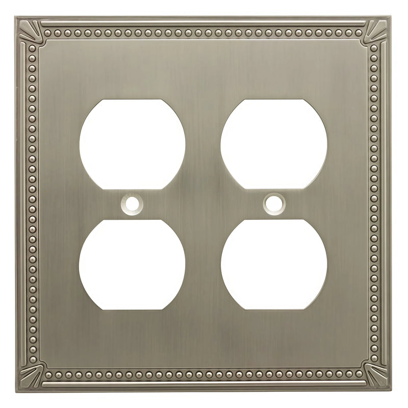 Cosmas 44013-SN Satin Nickel Double Duplex Outlet Wall Plate