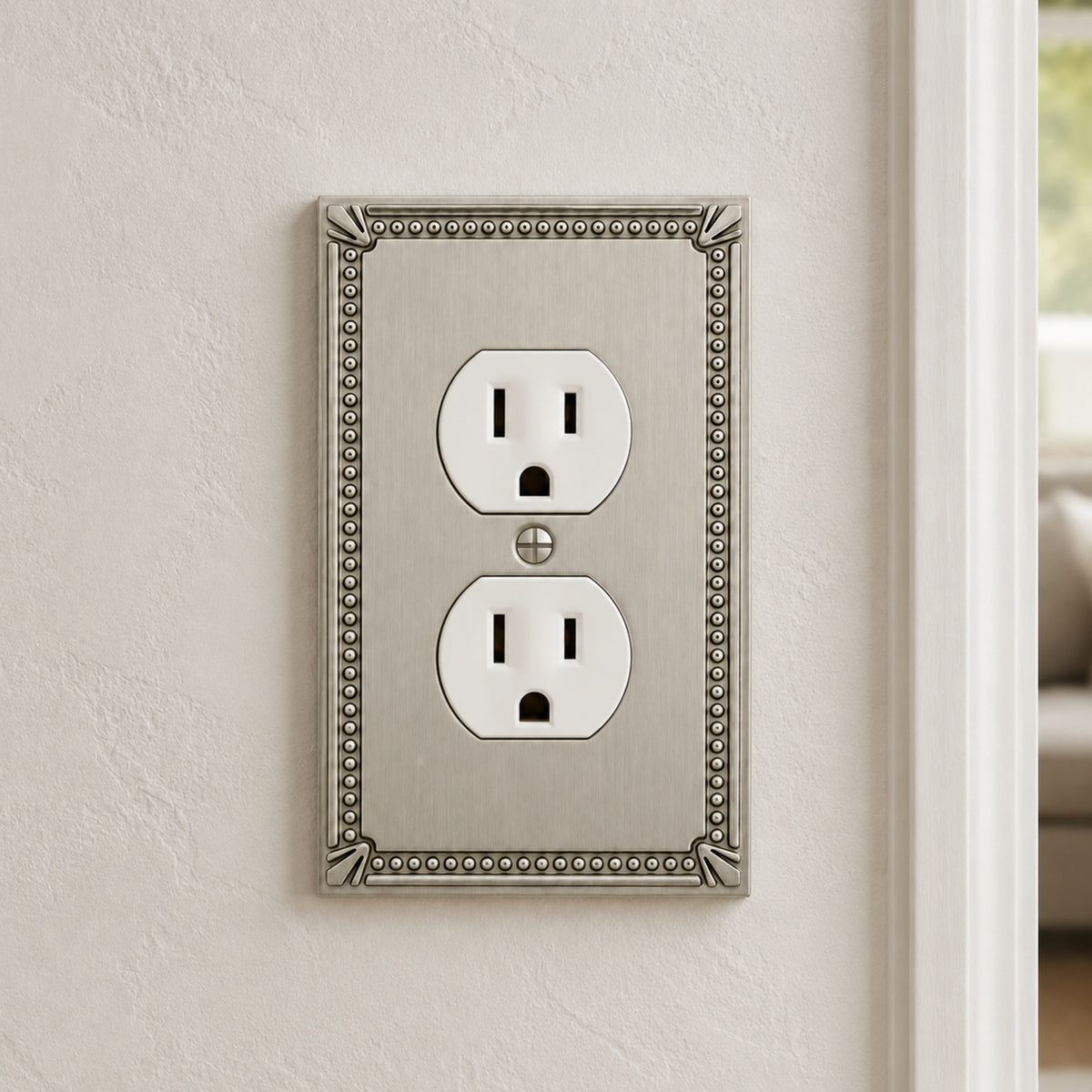 Cosmas 44018-SN Satin Nickel Single Duplex Outlet Wall Plate