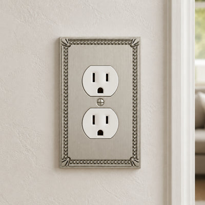 Cosmas 44018-SN Satin Nickel Single Duplex Outlet Wall Plate