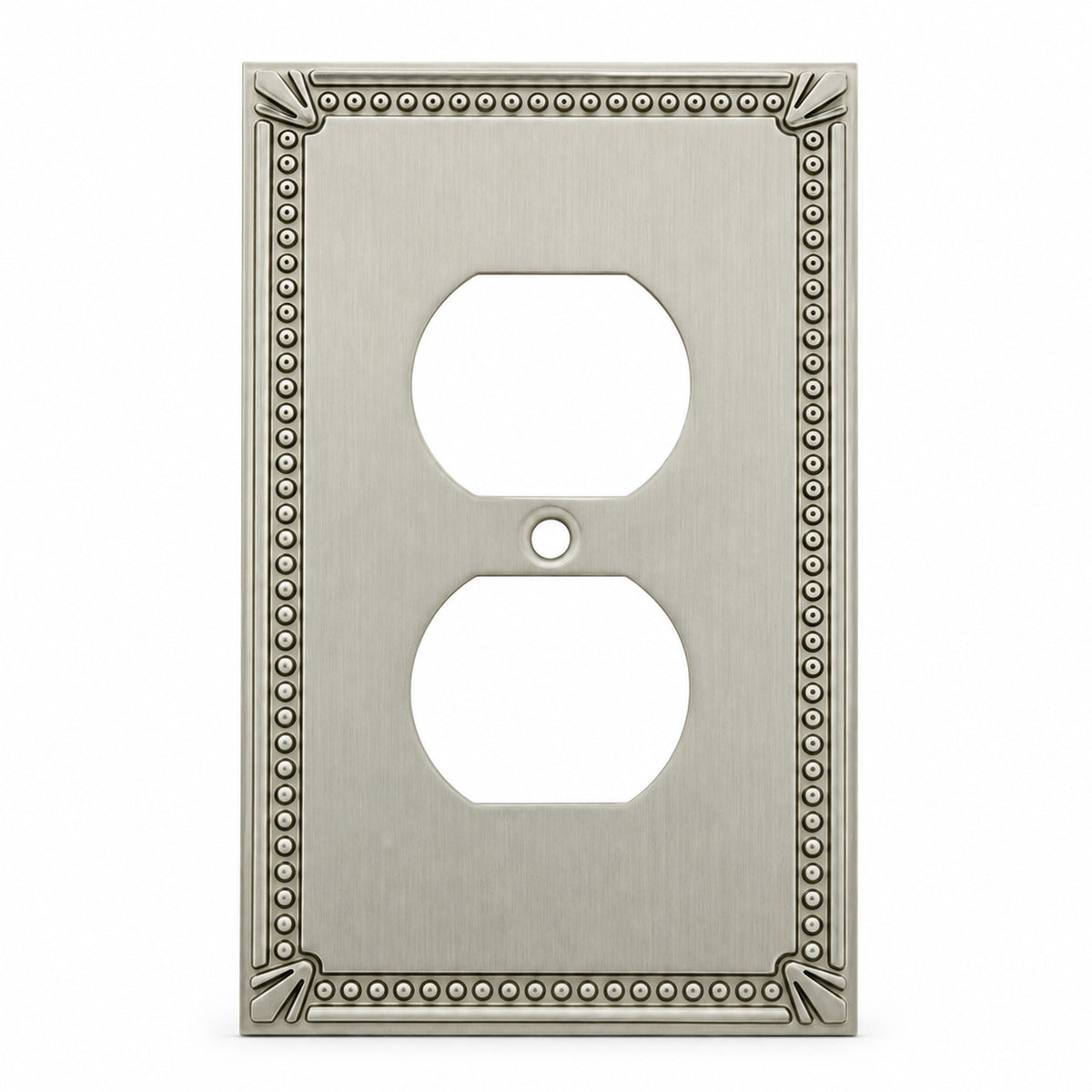 Cosmas 44018-SN Satin Nickel Single Duplex Outlet Wall Plate