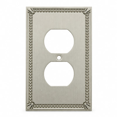 Cosmas 44018-SN Satin Nickel Single Duplex Outlet Wall Plate